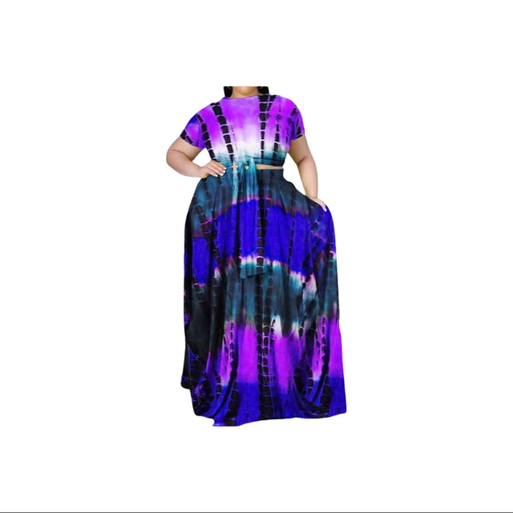 Plus Size 2 Piece Skirt Set (Purple)